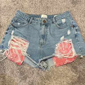 91 Cotton On Blue Jean Shorts high flashback size 8
